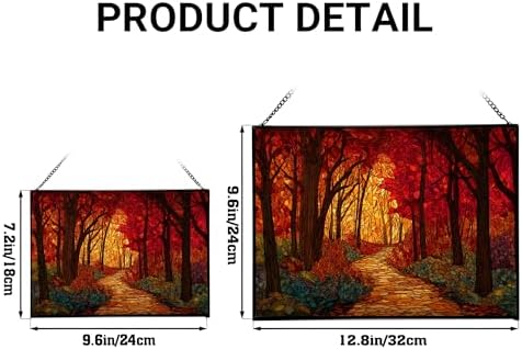 Path Through Glowing Autumn Forest Rectangular Stained Glass Suncatcher – Hanging Window Panel with Animal & Nature Scene – Vibrant Glass Art Gift for Wildlife, Fantasy, Nature Lovers 1GorZh - Image 4