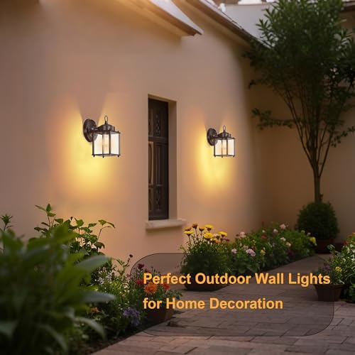 GRUENLICH Outdoor Wall Light Fixture, Clear Glass, Bronze, 2 Pack - Image 5
