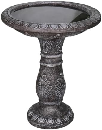 24.4" H Cement Bird Bath for Garden- Fibre Reinforced Concrete Bird Baths for Outdoors, Large Size Vintage Carved Pedestal Birdbath for Patio, Yard, Lawn -20”Dia. X 24.4”H Bird Fountain - Image 4