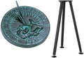 Hummingbird Sundial, Cast Brass with Verdigris Finish, 10 Inch Diameter with Stand by Unknown
