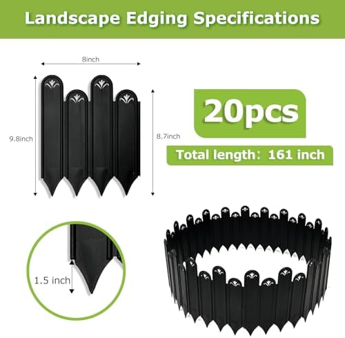 Garden Edging - 20pcs Plastic Garden Fence,Single Size:10 * 8inch - Image 2