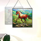Roan Appaloosa Horse Walking Across Stony Ridge Square Suncatcher – Stained Glass Style Window Panel with Pastoral Scene, Custom Decorative Hanging Art for Equestrian Home, Christmas JbjgXd - Image 4