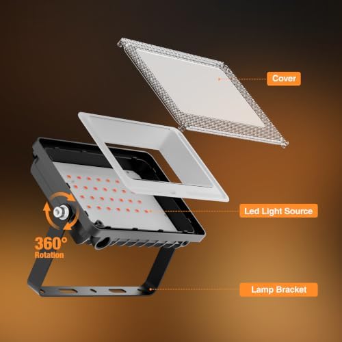 Onforu Orange Halloween Flood Lights, 30W Dusk to Dawn Floodlight 2 Pack LED Spot Lights Outdoor Decoration, Auto ON/Off Plug in Spotlights, IP65 Waterproof Uplighting Uplights for Party Garden - Image 6