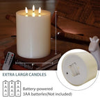 3 Wick Extra Large Flameless Candles, 6"x8" Flat Battery Operated Candles - Image 2