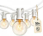 Abeja 50Ft Outdoor Patio String Lights with 53 Clear Globe G40 Bulbs by Abeja