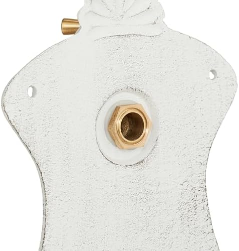 Relaxdays Wall Fountain, Antique Design, Basin & Tap, Water, for Garden & Patio, 42 x 24.5 x 11.5 cm, Cast Iron, White, Brass - Image 6