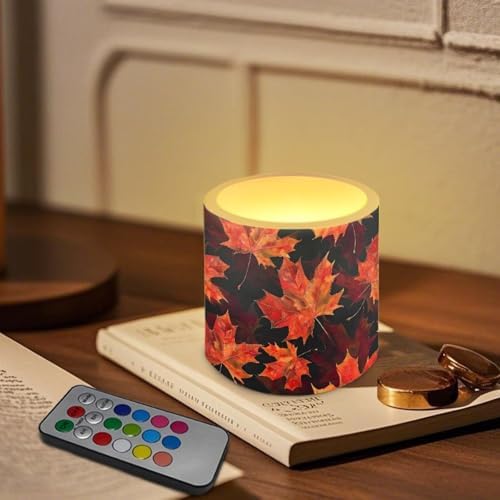 Thanksgiving Maple Leaf Flameless Candles Battery Powered LED Candle with Remote Timer Color Changing Control 4 Pieces Candles for Thanksgiving Decorations - Image 3