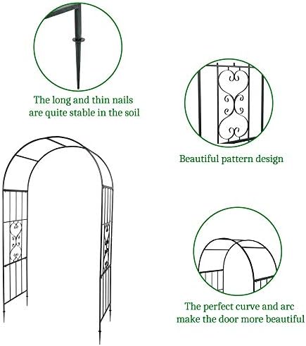 Garden Arbor, 7.3FT Metal Arbor Trellis for Climbing Plants Outdoor, Dark Green Garden Archway for Lawn, Patio and Backyard, Wedding Arches for Ceremony - Image 6