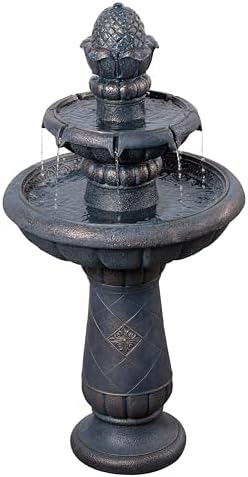 Teamson Home 2-Tier Birdbath Water Fountain Outdoor Garden with Shallow Basin - Image 5