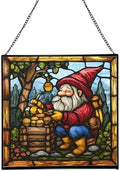 Gnome Beekeeping Stained Glass Suncatcher – Square Hanging Window Panel for Home, Garden, Nursery, Halloween, Christmas, Memorial Day – Whimsical Glass Art Gift for Gnome Lovers ccp1uh by Custom