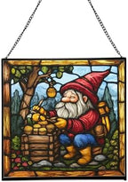 Gnome Beekeeping Stained Glass Suncatcher – Square Hanging Window Panel for Home, Garden, Nursery, Halloween, Christmas, Memorial Day – Whimsical Glass Art Gift for Gnome Lovers ccp1uh by Custom