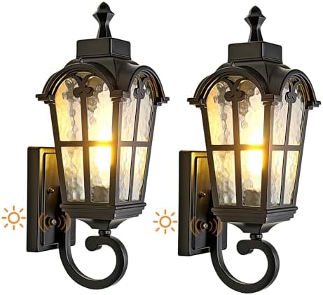 Dawn to Dusk Sensor Outdoor Wall Light Fixtures Waterproof Porch Lights Anti-Rust Matte Black Sconce Lights Outdoor Wall Lantern for Patio Front Door Garage House -2 Pack by Kainozoic