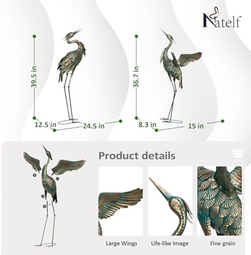 Natelf Outdoor Metal Heron Garden Statues - Image 3