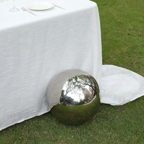 Tableclothsfactory Silver Stainless Steel Gazing Globe Mirror Ball, Reflective Shiny Hollow Garden Spheres - 16" - Image 6