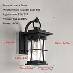 Nordic Outdoor Wall Lantern Waterproof Sconce Lighting Fixture Wall Mounted Lighting with Glass Shades Vintage Kerosene Style Wall Lamp for Porch Creative Cafe Balcony Patio - Image 5
