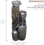 Alpine Corporation HIM562 Outdoor 4 Tier Stone Bowl Fountain with LED Lights for Garden, Patio, Yard, and Outdoor Spaces, 42" H, Gray - Image 3