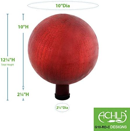 Achla Designs 10-Inch Crackle Gazing Globe Ball, Red - Image 4