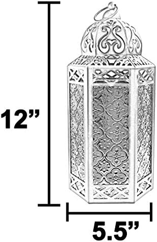 VELA LANTERNS 12" Gold Metal Moroccan Decorative Candle Lantern Holder for Hanging or Table Centerpieces, Exotic Indoor Home Decor, Outdoor Patio or Porch, Weddings, Ramadan, Assorted, Large, 6-Pack - Image 6
