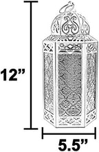 Vela Lanterns Decorative Indoor Candle Holder Table Centerpieces - Moroccan Hanging Outdoor Patio & Porch Home Decor, Turkish Lamp for Wedding, Ramadan (Large 12", White Red) - Image 6