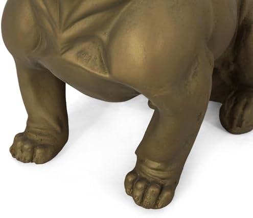French Bulldog Garden Statue, 17" Tall Outdoor Dog Sculpture, Rustic Gold Cast Stone Frenchie Figurine for Garden, Patio, Porch, or Lawn Décor, Weather-Resistant and Handcrafted Finish - Image 5