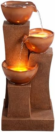 Teamson Home 28.54 in. 3-Tier Cascading Outdoor Water Fountain, Brown - Image 2