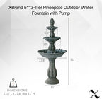 XBrand 51 Inch 3 Tier Outdoor Waterfall Fountain, Weather Resistant Resin Freestanding Water Feature with Pump, Decorative Garden Fountain for Patio, Yard, Lawn, and Garden Decor, Gray - Image 5