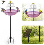 Solar Fountain for Bird Bath Outside, Garden Water Feature with Ground Stake Stand or Hanging Style for Patio, Yard & Lawn (B-XL-Purple) by Vioshon
