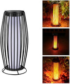 Solar Outdoor Floor Lamp, Solars Lanterns Outdoors Waterproof, Flickering Flame Solar Outdoors Light, Auto On/Off Solars Lantern for Porch, Garden, Patio, Lawn, Deck Decorating (Black) by Unknown