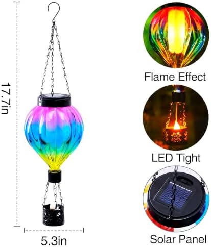 Hot Air Balloon Solar Lantern for Garden Decor Halloween Christmas Party,Hanging Flickering Flame Outdoor Lights for Trees,Colorful Decorations for Party,Gifts for Mom - Image 5