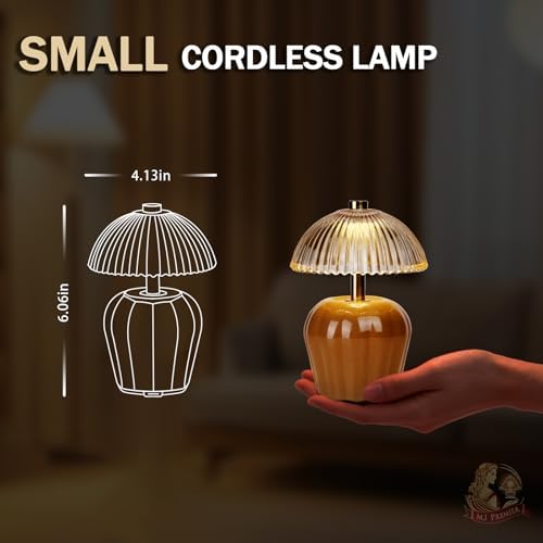MJ PREMIER Rechargeable Table Lamp, Small Cordless Lamp with Timer, Brown*2 - Image 2
