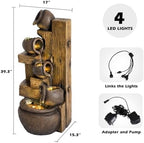 Grepatio 39.3" Tall Outdoor Water Fountain Garden Waterfalls Fountain with LED Lights 5 Tier Modern Indoor/Outdoor Floor Standing Water Fountain with Pump for Garden, Patio, House Decor (Brown) - Image 6