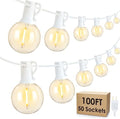 Mlambert 100Ft LED Outdoor String Lights, Dimmable Waterproof G40 Globe Patio Lights with 50+3 2700K Shatterproof Bulbs for Cafe Bistro-White Cord by Mlambert