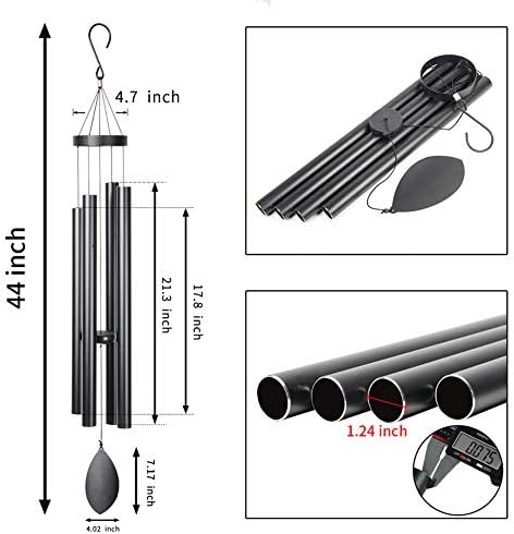Large Wind Chimes Outside Deep Tone,44" Memorial Wind Chimes Outdoor with 4 Heavy Tubes Soothing Melody Sympathy Gift for Mom Patio Hanging Decor - Image 2