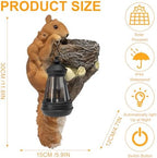 Squirrel Tree Hugger Garden Outdoor Statue Decor with Solar Powered Lantern for Outside Porch Patio Wall Tree Fence, Squirrel Figurine Birthday Gifts for Mom - Image 3