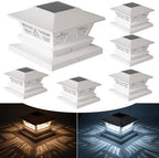 TW SHINE 6 Pack 4x4 Solar Post Cap Lights, 2 Modes White Solar Fence Lights Waterproof Warm White/Cool White for Yard, Garden, Porch Decor, for 5x5 6x6 Wood Posts by TWSHINE