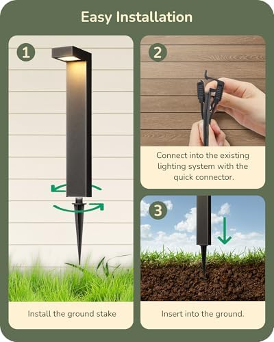 EDISHINE Low Voltage Pathway Light Wired, Outdoor Landscape Lighting 12pack - Image 6