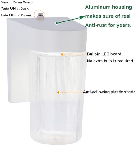 LIT-PaTH Outdoor Wall Light Fixture, Aluminum, LED 3000K, White, 1 Pack - Image 2