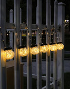 PARTPHONER Solar Lights Outdoor Waterproof 24-Pack, Solar Powered Hanging Lantern Cracked Glass Hanging Globes for Yard Decor Christmas Decoration, Shepherd Hook, Garden Tree Table Ornaments, Warm by PARTPHONER