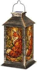 Solar Lantern Fox Stained Glass Style Forest Leaves Warm Autumn Colors Outdoor Waterproof Hanging Solar Light Outside Lights for Patio Yard House Lawn Decor Birthday Gifts for Women Mom by Unknown