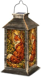 Solar Lantern Fox Stained Glass Style Forest Leaves Warm Autumn Colors Outdoor Waterproof Hanging Solar Light Outside Lights for Patio Yard House Lawn Decor Birthday Gifts for Women Mom by Unknown
