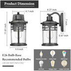 Darkaway Outdoor Porch Lights Wall Mount, Outdoor Light Fixtures Sconces Wall Lighting with Seeded Glass Waterproof Exterior Lights for Patio Yard House Hallway Doorway Garage(2 Pack, Black) - Image 5
