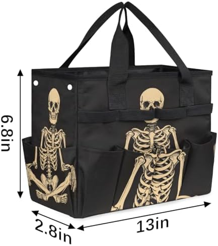 Funny Halloween Garden Tool Bag, Garden Tote Storage Bag with 10 Pockets, Indoor and Outdoor Sugar Skull Goth Gardening Tool Organizer for Women Men - Image 3