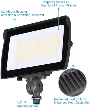 LEONLITE 2-Pack 100W LED Flood Light with Knuckle Mount, IP65 Waterproof - Image 5