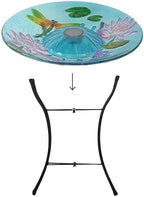 Teamson Home Handpainted Dragonfly Fusion Glass Solar Birdbath Bowl Feeder with LED Light for Outdoor Patio Garden Backyard Decking Decor, 21 Inch Height, Light Blue - Image 4