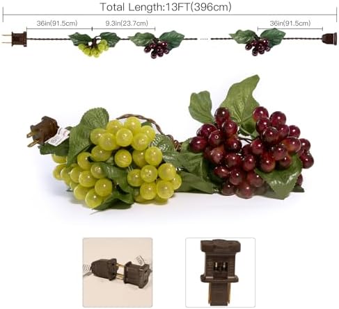 Decorative String Lights, Grape Vine with Leaves, 100 LED Warm White Lights - Image 2