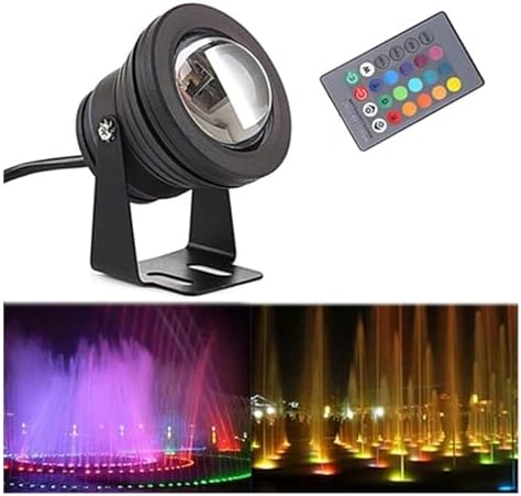 10W Underwater Spotlight - 12-24V Rotation Spotlight, IP68 Waterproof Surface Mounted Pool Lights, Submersible LED Lamps, Outdoor LED Ground Spotlight, For Fish Ponds, Aquariums(RGB+remote control,B-1 by Unknown