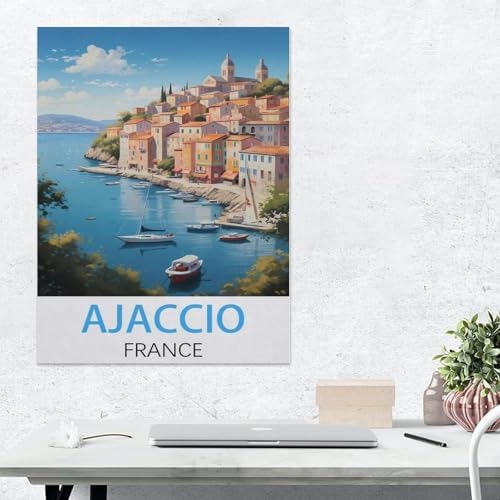 Metal Tin Sign，Ajaccio France Vintage Travel Poster，Tin Sign Vintage Art Wall Decor Sign Home Kitchen Bar Patio Cave Funny Decor(20x30cm）8x12 inch-AI54 - Image 2