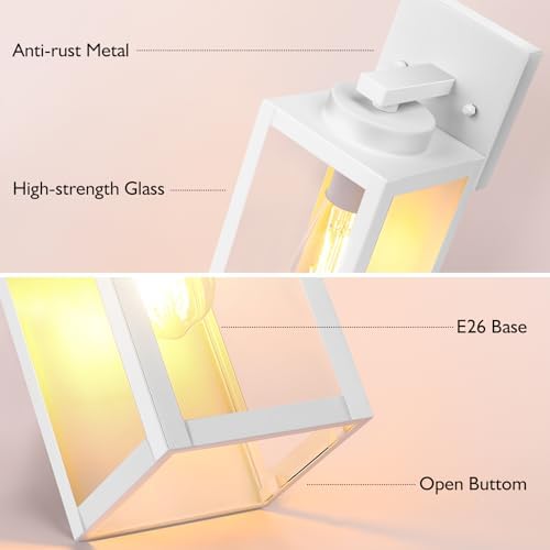 BesLowe Outdoor Wall Light, Modern Exterior Porch Sconce Lighting, White - Image 4