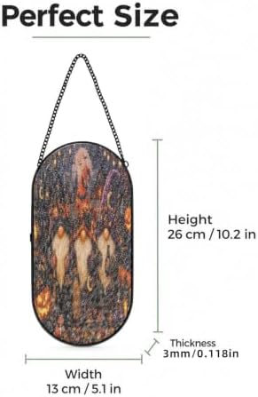 Halloween Witch Gnomes Pumpkin Moon Bat Sun Catcher 10.2In - Image 3