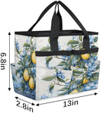Lemon Fruit Garden Tool Bag Organizer Heavy Duty Lemon Plant Leaves Gardening Tote Bag with 10 Pockets for Women Men Gardening Gifts - Image 3